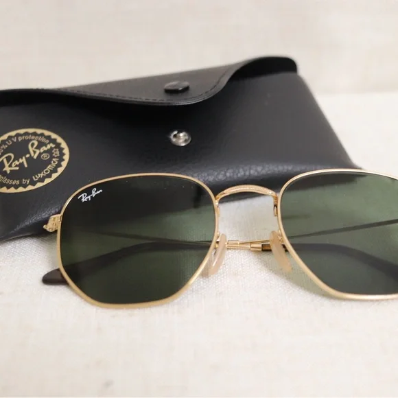 Ray-Ban Hexagonal Gold Frame Sunglasses - Picture 6 of 8